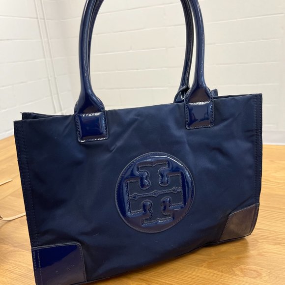 Tory Burch Ella Tote in Navy Blue - Picture 1 of 6